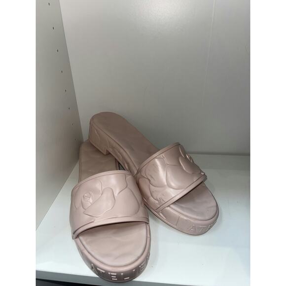 Valentino Garavani Shoes - Valentino Garavani Pink Rose Embossed Slides - Size 40